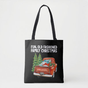 Bolsa Tote Árvore de Natal de Caminhão de Família Antiga e Di