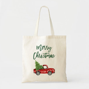 Bolsa Tote Árvore de Natal de Caminhão Vintage com Script d