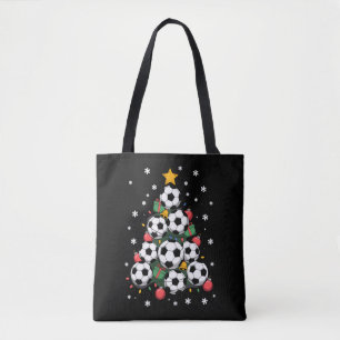 Bolsa Tote Árvore de Natal de Futebol Jogador de Futebol Aman