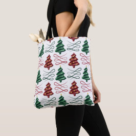 Bolsa Tote Árvore de natal desenhada com batom verde e vermel