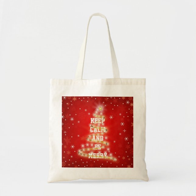 Bolsa Tote Árvore de Natal Desorativa Personalizada Vermelha  (Frente)