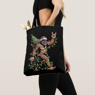 Bolsa Tote Árvore de Natal do Papai Noel Pé Grande Luzes de N