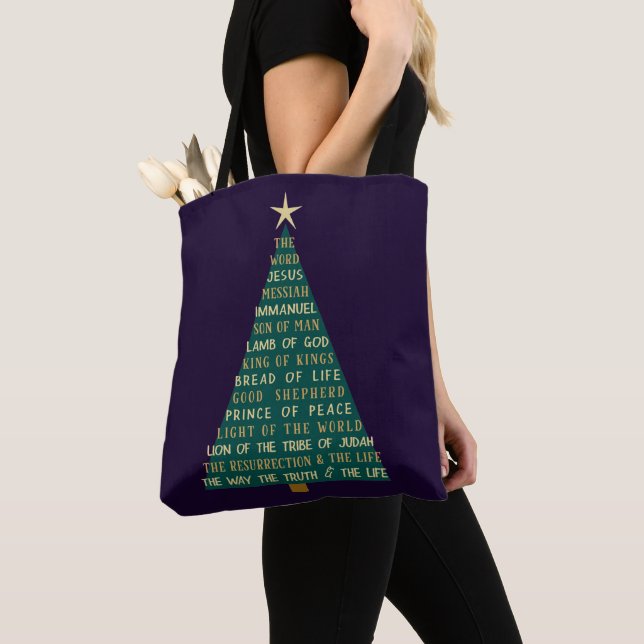 Bolsa Tote Árvore de Natal dos Nomes de Jesus (Close Up)
