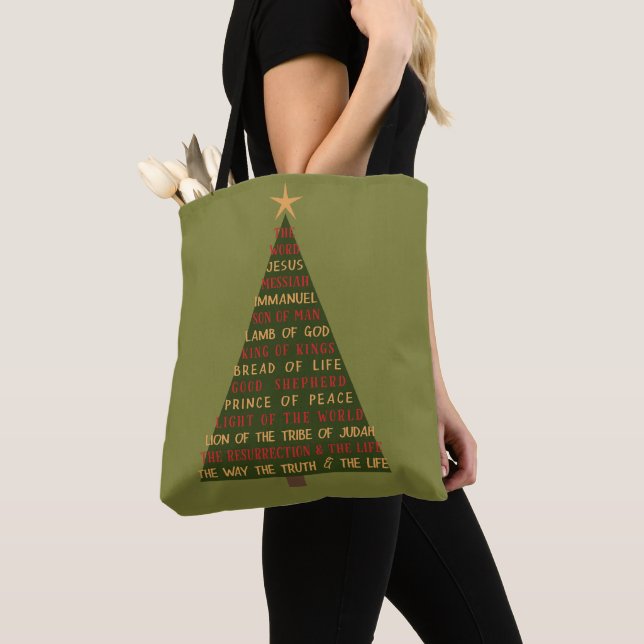 Bolsa Tote Árvore de Natal dos Nomes de Jesus (Close Up)