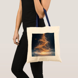 Bolsa Tote Árvore de Natal Dourada Decorativa Personalizada P