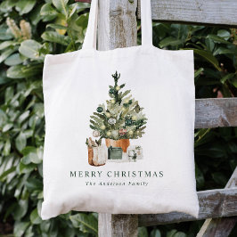 Bolsa Tote Árvore de Natal em Aquarela Natalícia