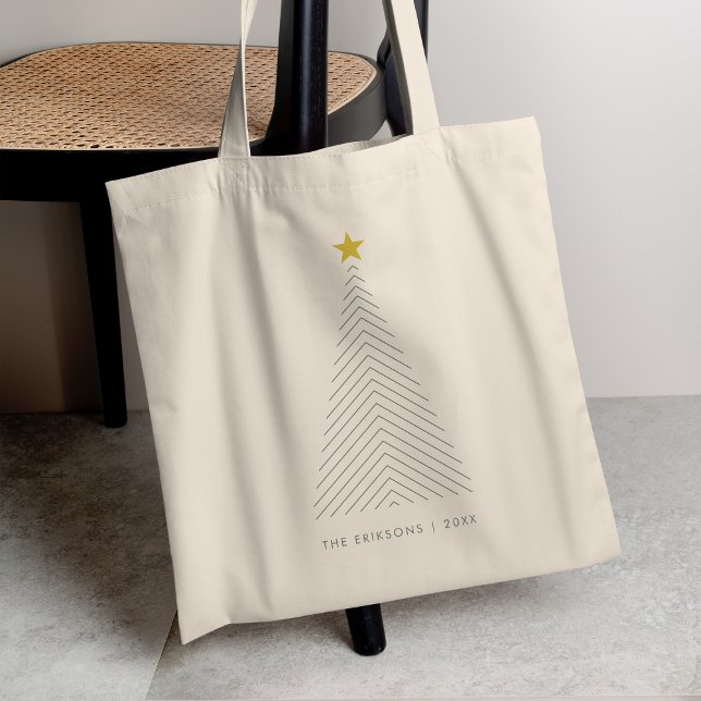 Bolsa Tote Árvore de Natal escandinava | Estrela Dourada míni (Criador carregado)