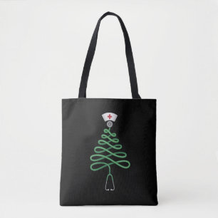 Bolsa Tote Árvore de Natal Estetoscópio Enfermeira Roupa de T