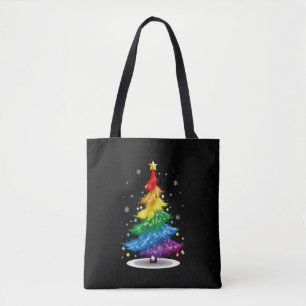 Bolsa Tote Árvore de Natal Gay LGBT Orgulho Arco-íris Feliz N