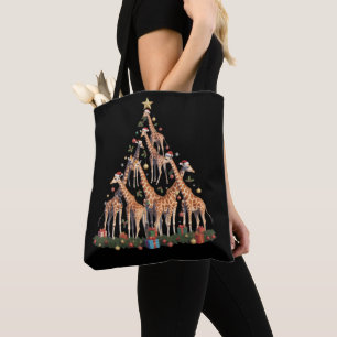 Bolsa Tote Árvore de Natal Girafa Papai Noel Fazenda de Vida