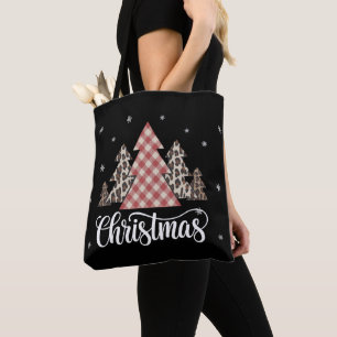 Bolsa Tote Árvore de Natal Leopardo Natal Divertido Férias 