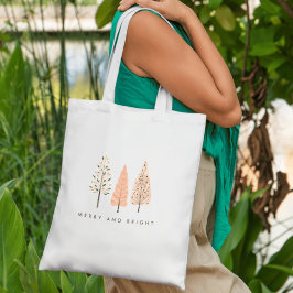 Bolsa Tote Árvore de Natal Minimalista Alegre e Brilhante Nór