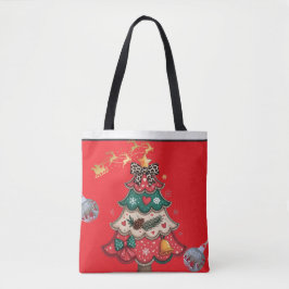 Bolsa Tote Árvore de Natal Moderna Colorida