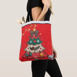 Bolsa Tote Árvore de Natal Moderna Colorida