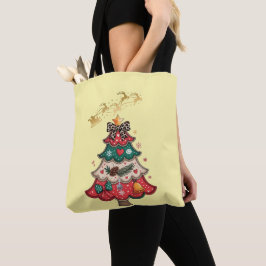 Bolsa Tote Árvore de Natal Moderna Colorida