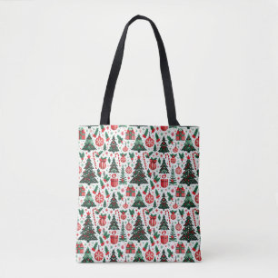 Bolsa Tote Árvore de Natal, presentes, cana doce