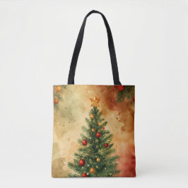 Bolsa Tote Árvore De Natal Russa E Ornamentos Aquarela