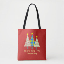 Bolsa Tote Árvore de Natal Vermelha de Feriado