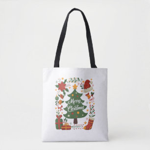 Bolsa Tote Árvore de Natal Vintage Chapéu de Papai Noel 80s 9