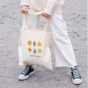 Bolsa Tote Árvore de outono e Abóbora minimalista