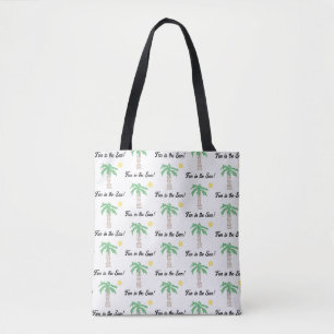 Bolsa Tote Árvore de Palma Bonita e Cartoon de Praia, Ilha Su
