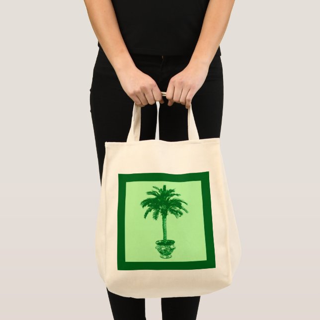 Bolsa Tote Árvore de Palma Potente - esmeralda e verde-claro (Frente (produto))