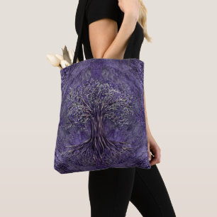 Bolsa Tote Árvore de vida - ametista e prata de Yggdrasil