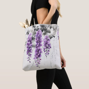 Bolsa Tote Árvore de Wisteria de Flores Roxas