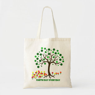 Bolsa Tote Árvore e flores do Dia a Dia da Terra