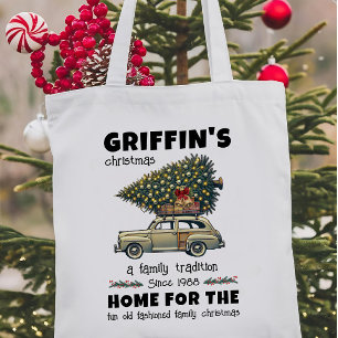 Bolsa Tote Árvore Engraçada do Nome da Família Carro Natal