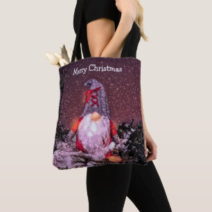 Bolsa Tote Árvore Feriada Gnomo de Natal Bonita