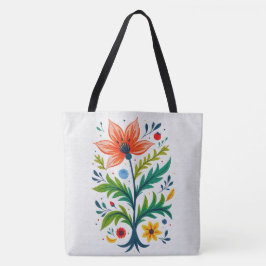 Bolsa Tote Árvore Floral Boho Vibrante Arte Folclórica Botâni