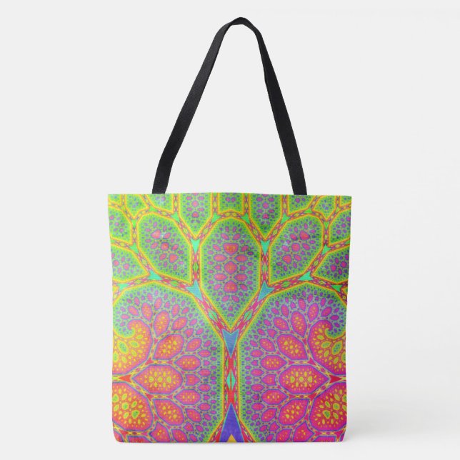 Bolsa Tote Árvore Fractal Geométrica Matemática Funky Groovy  (Frente)
