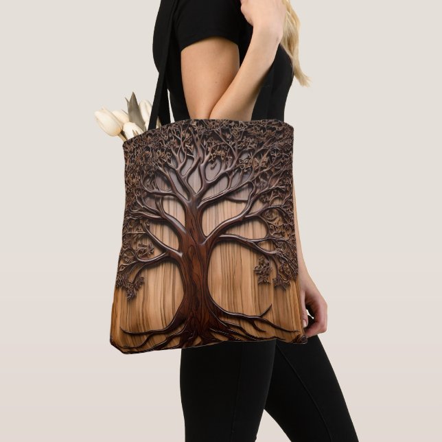 Bolsa Tote Árvore Jacaranda: A Arte da Natureza em Madeira, (Close Up)