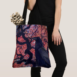 Bolsa Tote Árvore mapeada japonesa preto e verde