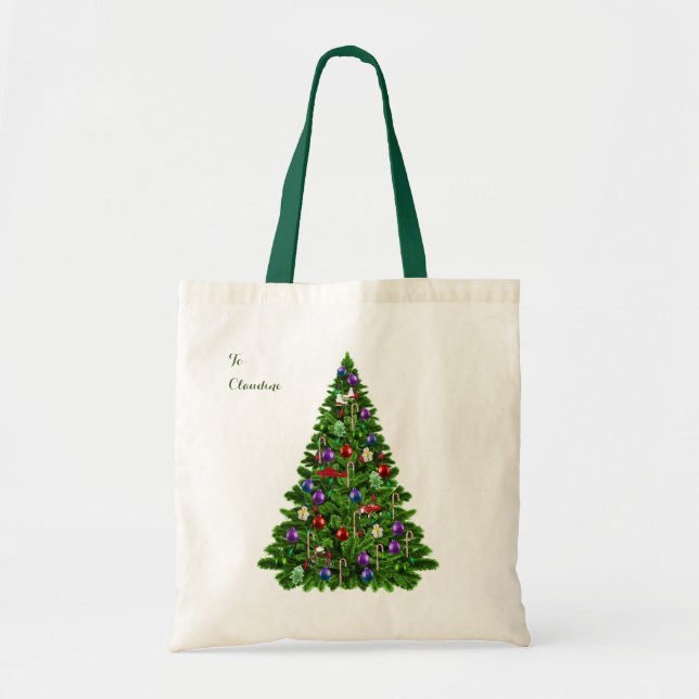 Bolsa Tote Árvore Natal Para E De Bolsas Orçamentárias (Frente)