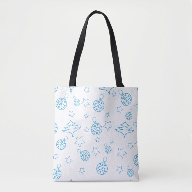 Bolsa Tote Árvore natalícia, estrelas e bolas - simples sem c (Frente)