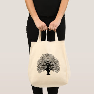 Bolsa Tote Árvore Negra de Arte Original Desenhada