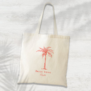 Bolsa Tote Árvore Palm Coral de Tribo de Noiva Personalizada