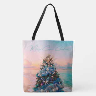 Bolsa Tote Árvore tropical de Natal costeiro da felizÁrvore d