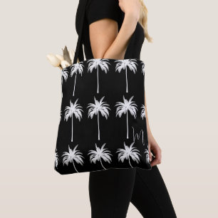 Bolsa Tote Árvore Tropical Palm de Monograma Branco Elegante