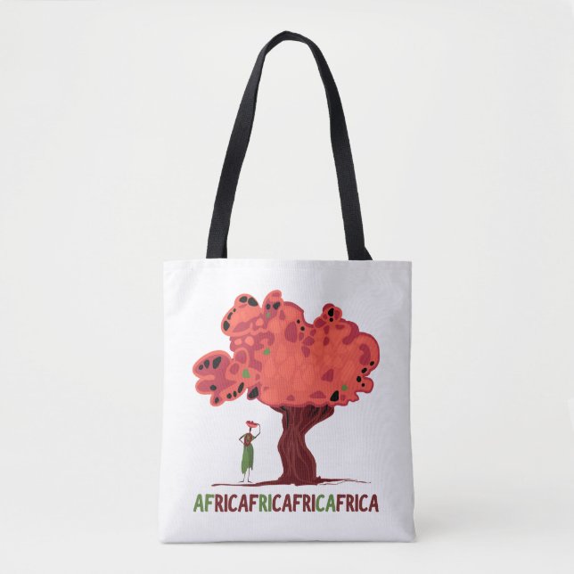 Bolsa Tote Árvore vermelha com uma mulher da África (Frente)