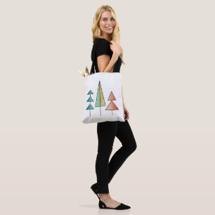Bolsa Tote árvores arco-íris modernistas de meados do século