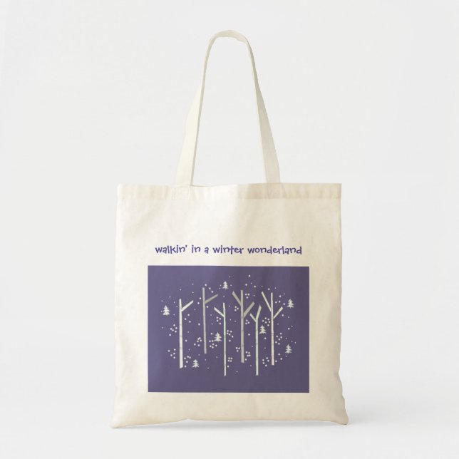 Bolsa Tote Árvores de bétula com neve caindo (Frente)