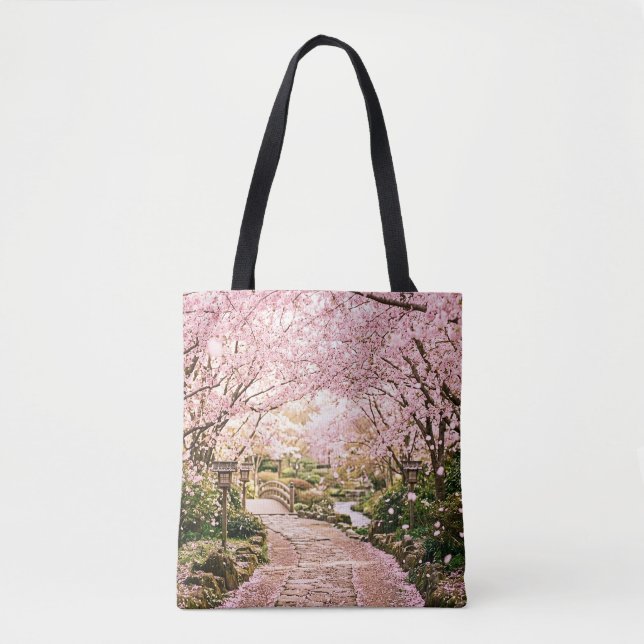 Bolsa Tote Árvores de Cerejeira em Flor (Frente)