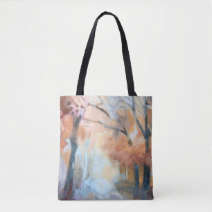 Bolsa Tote Árvores de cinza amarelo-alaranjado, cor d'água, o