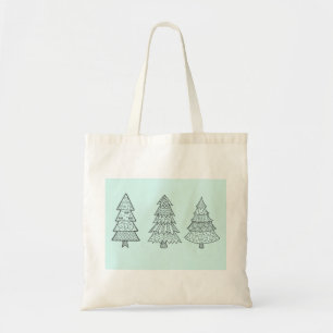 Bolsa Tote Árvores de Natal à moda elegantes pastel do azul