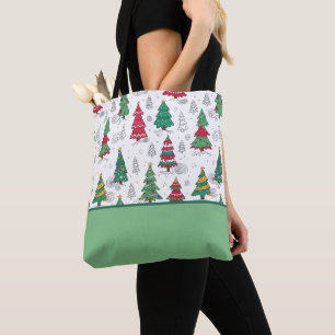 Bolsa Tote Árvores de Natal Decoradas com Desenhos Excêntrico