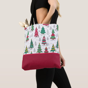 Bolsa Tote Árvores de Natal Decoradas com Desenhos Excêntrico