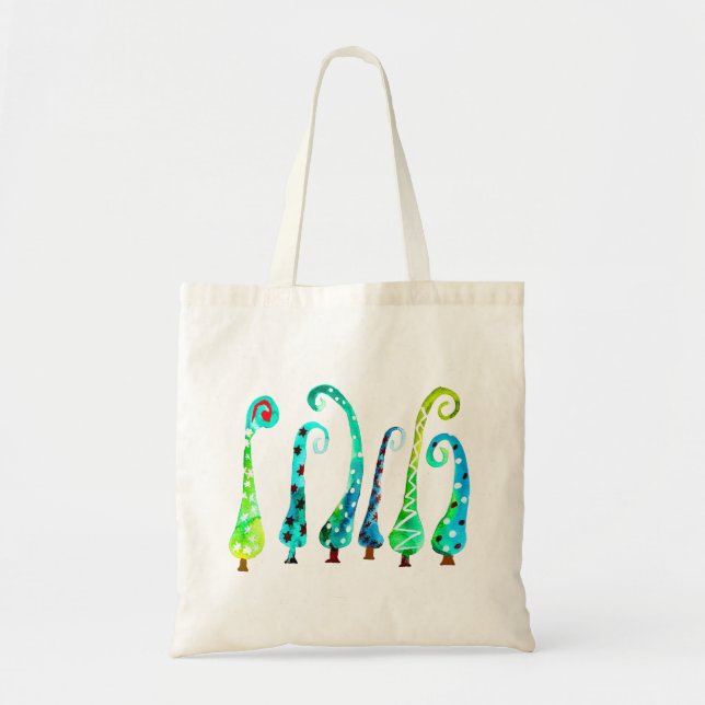 Bolsa Tote Árvores de natal por aquarela (Frente)